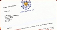 Leicester City Football Club Letter